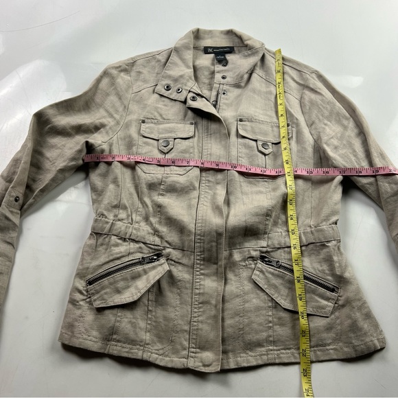 INC International concepts women’s linen beige brown zip up jacket S L62-25 - Picture 3 of 4